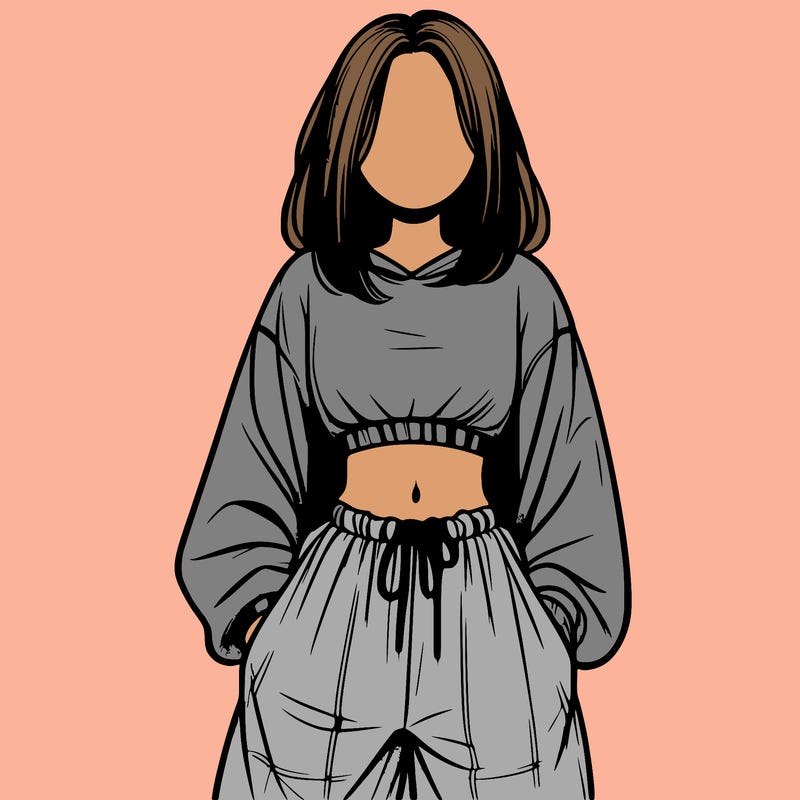 realistic girl faceless with baggy pants and a crop top