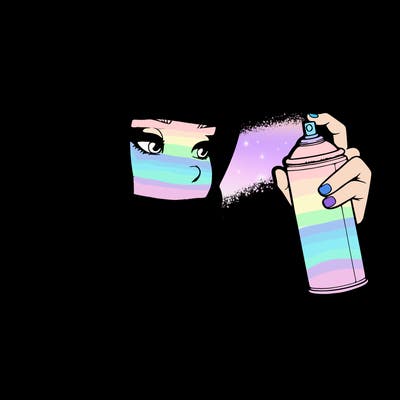 a realistic girl, spray painting