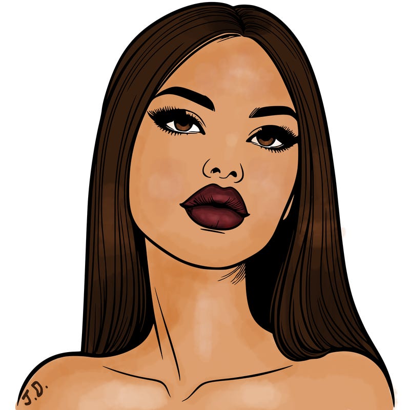 realistic woman with full lips