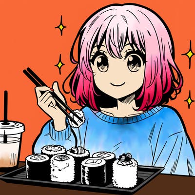 manga girl who loves sushi