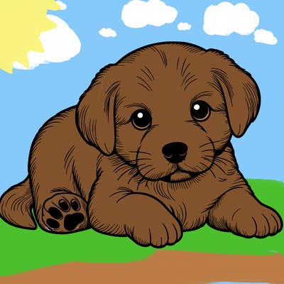 a cute realistic puppy