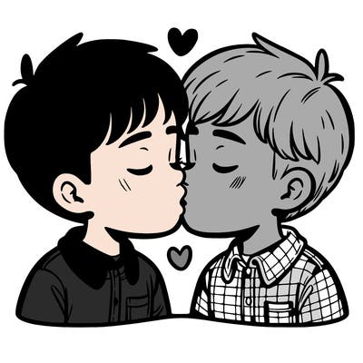 two boys kissing