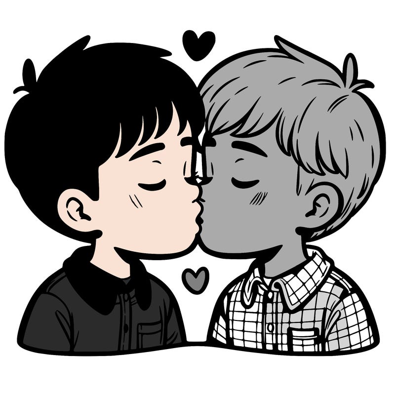 two boys kissing