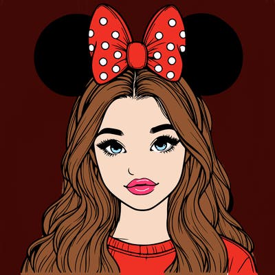 aesthetic realistic girl wearing mickey mouse ears