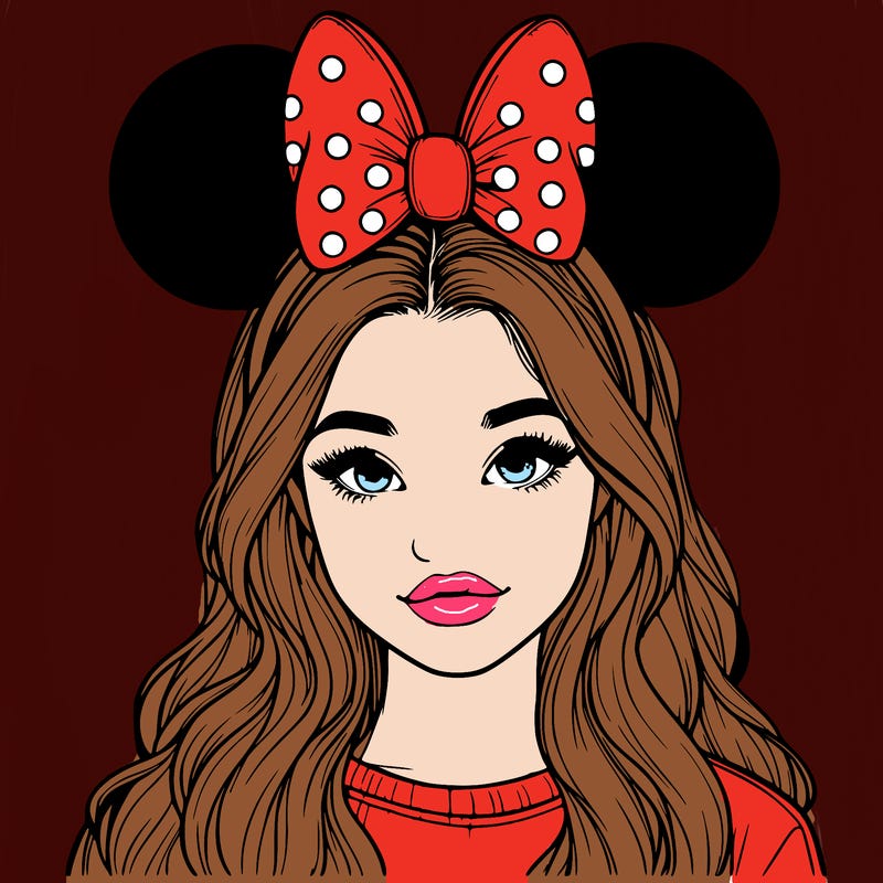 aesthetic realistic girl wearing mickey mouse ears