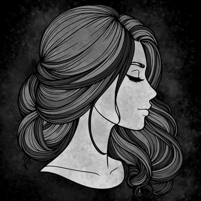 realistic woman's head & hair