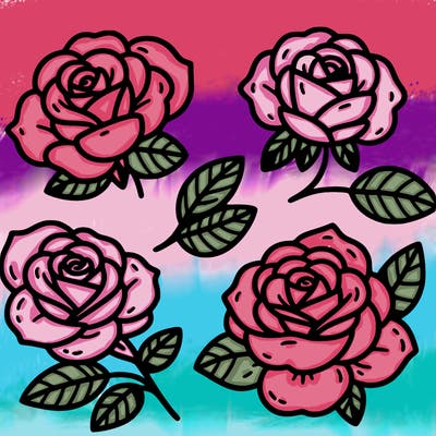 cute four pieces roses