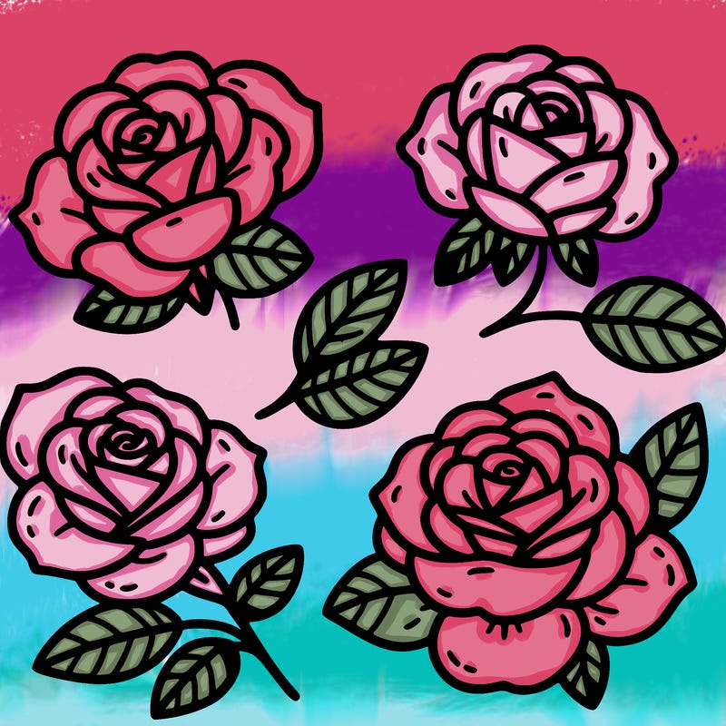 cute four pieces roses