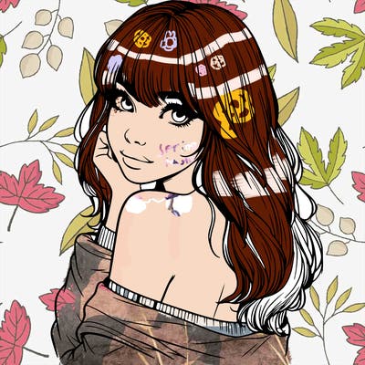 realistic girl with bangs looking over her shoulder