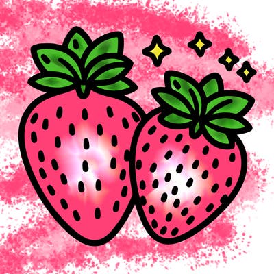 strawberry, line art simple