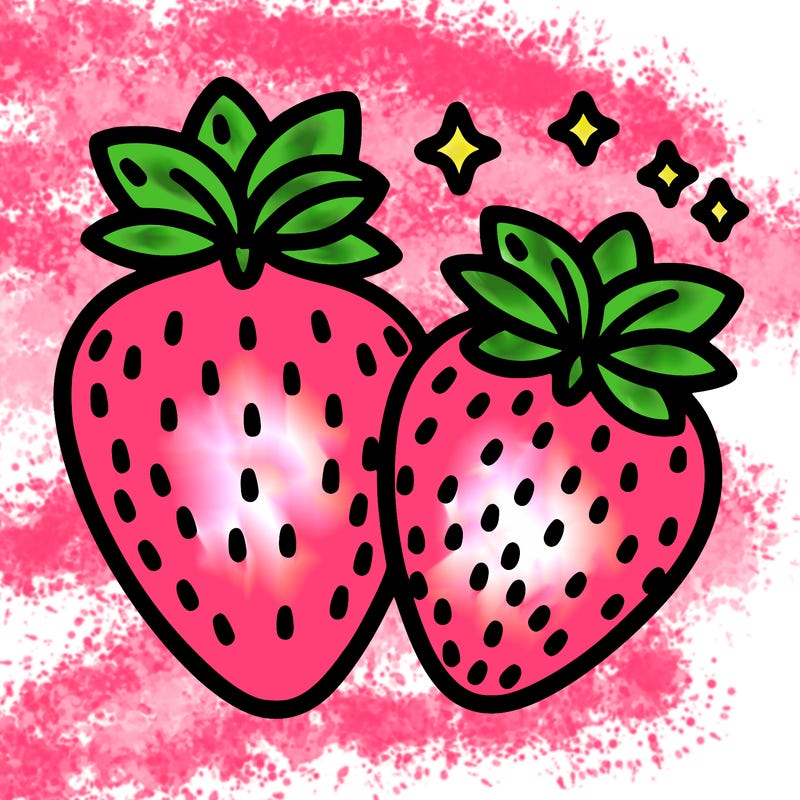 strawberry, line art simple