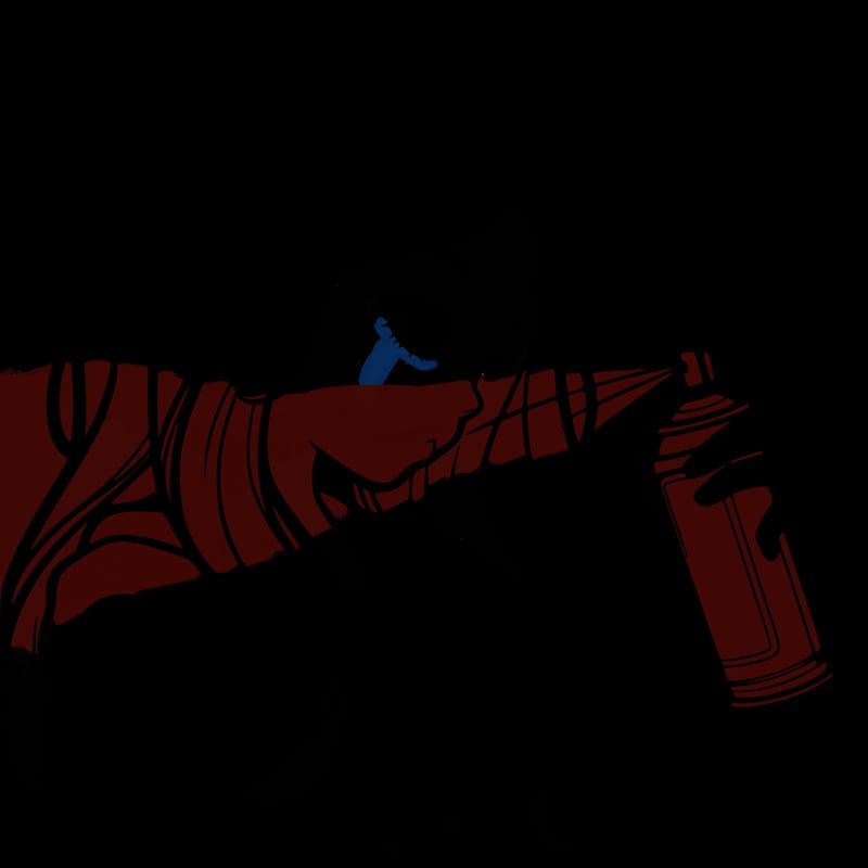 a realistic girl spray painting