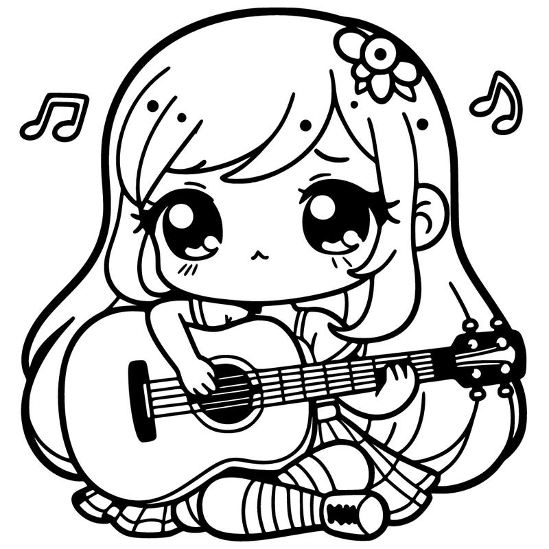 cute girl playing guitar