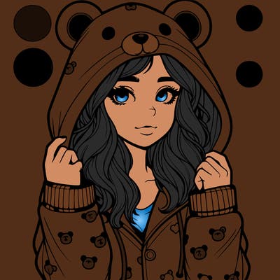realistic girl in a animal pjs hoodie