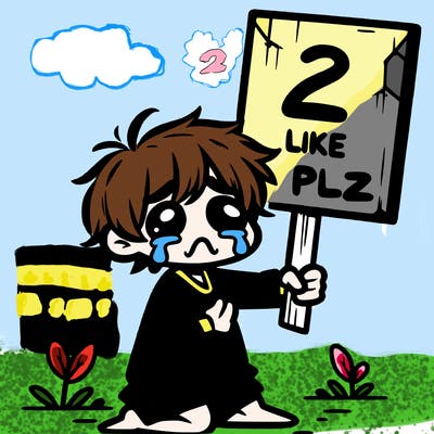 small poor toddler crying with sign that says 2 like plz