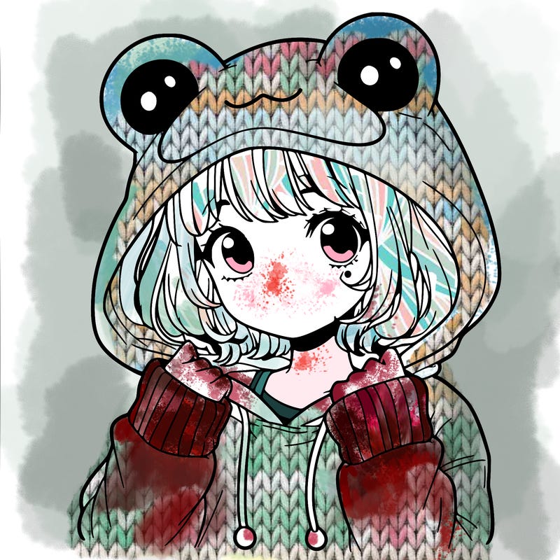 a cute teenage girl wearing a frog hoodie