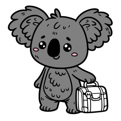 koala with a tiny suitcase