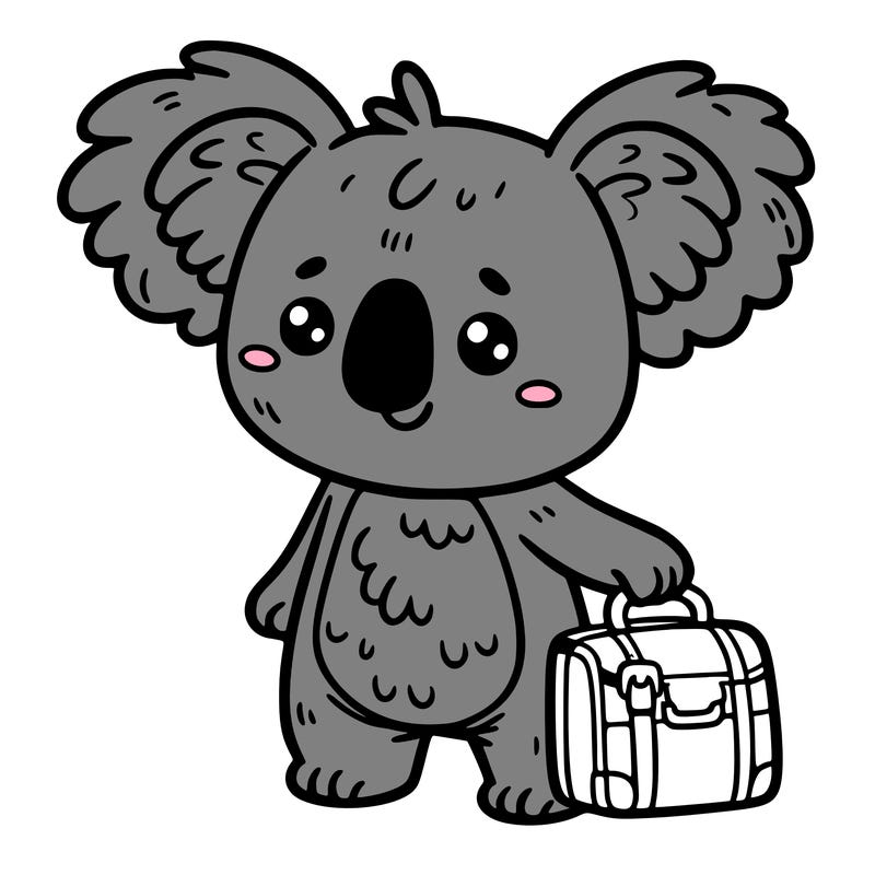 koala with a tiny suitcase