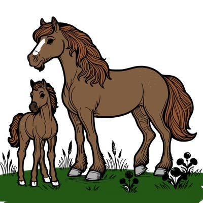 horse with foal
