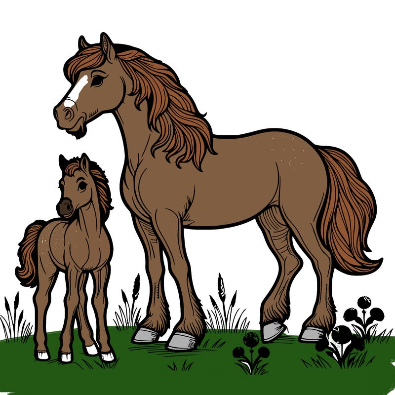 horse with foal