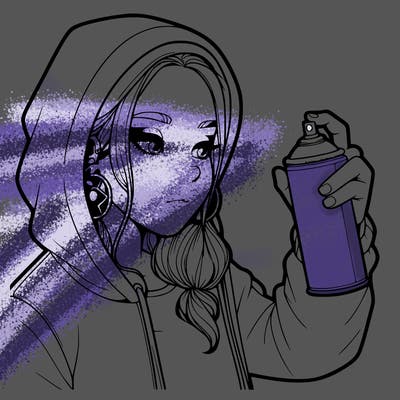 a realistic girl, spray painting