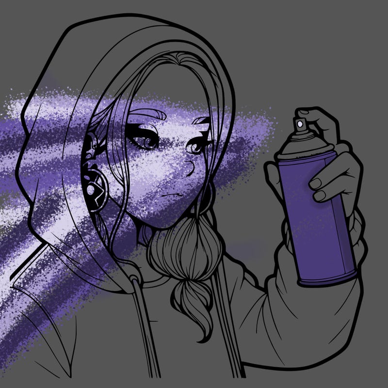 a realistic girl, spray painting
