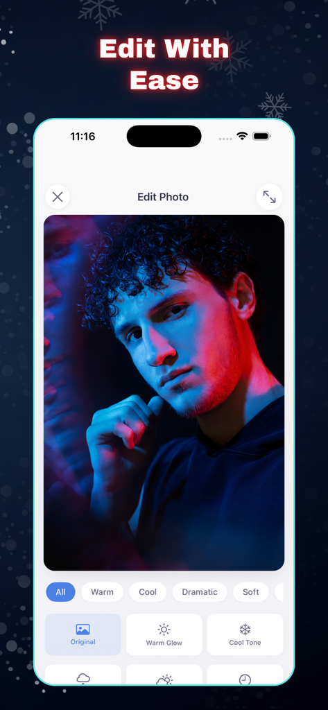 PhotoRoom+ - PhotoRoom plus app interface demonstrating easy photo editing with professional filters