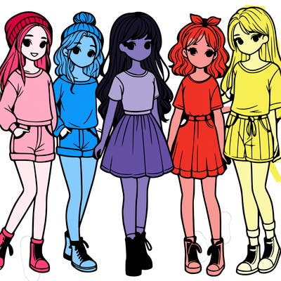 a group of five girls