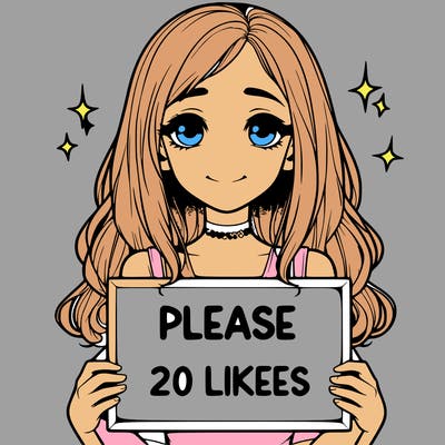 realistic girl holding a sign that says please 20 likes