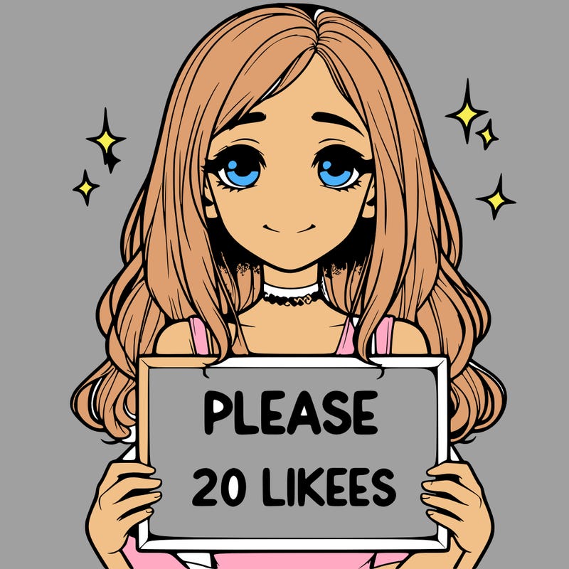 realistic girl holding a sign that says please 20 likes