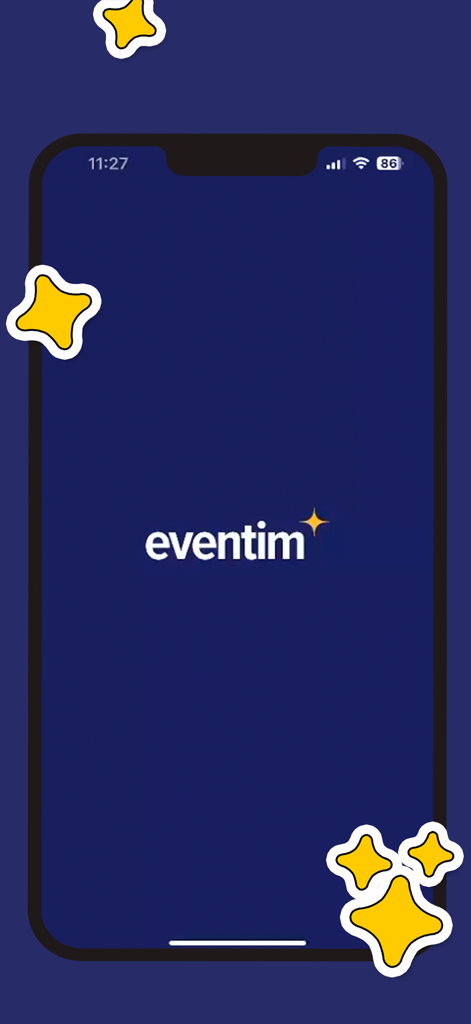 EVENTIM Brasil - Splash screen of the EVENTIM Brasil app showing the logo on a blue background.