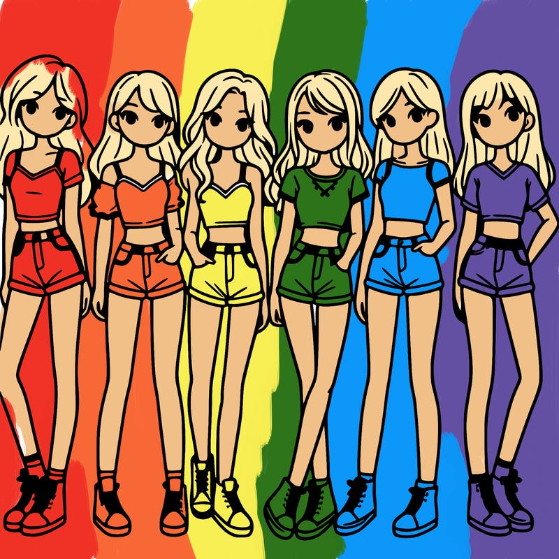 a group of girls wearing crop tops and shorts