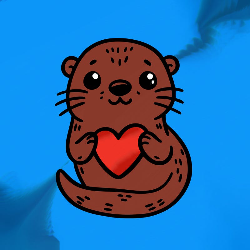 otter with a heart