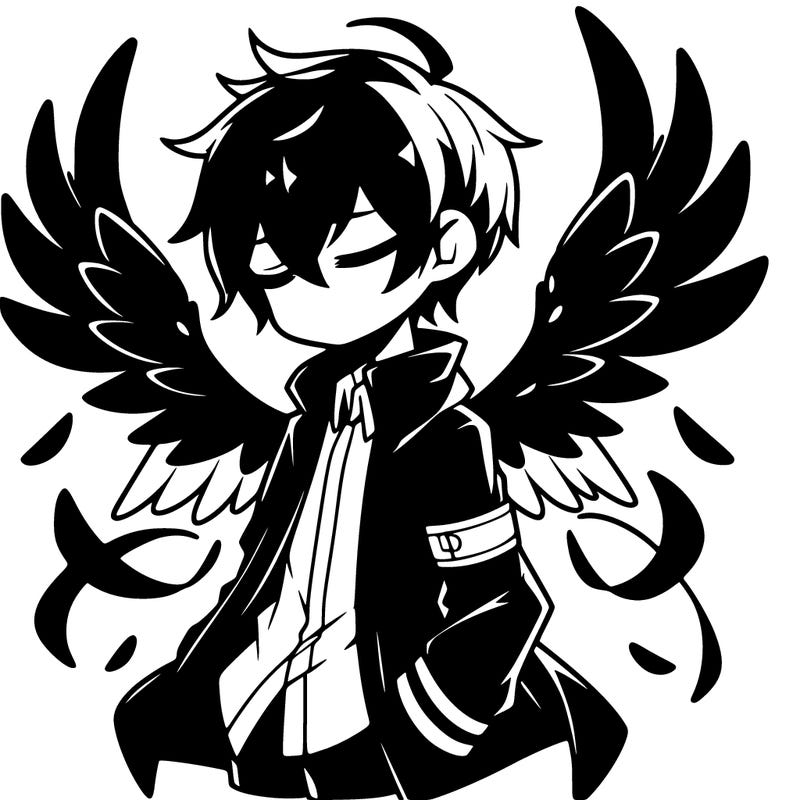 dark anime boy with wings