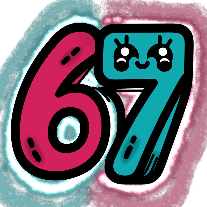 the numbers 67