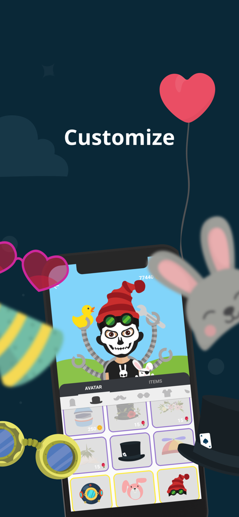 Wolvesville avatar customization screen with various character items and skins