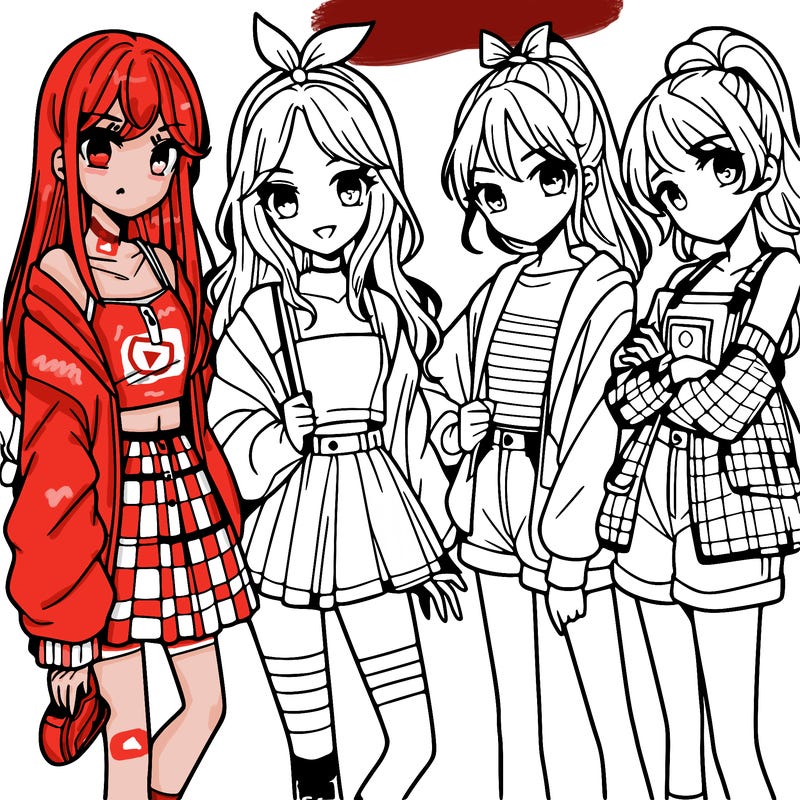 teen manga girls group of 4