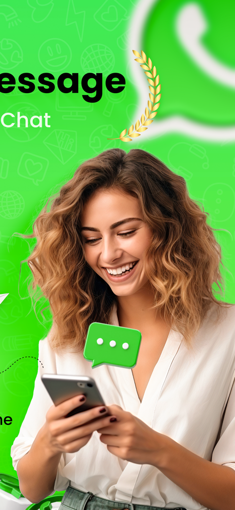 Direct Message Click to Chat - Una mujer sonriente usando su smartphone para acceder a las funciones de la aplicación Mensaje Directo Clic para Chatear.