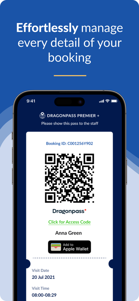 DragonPass Premier+ - 空港ラウンジアクセス用のQRコード付きDragonPass Premier+デジタル会員証