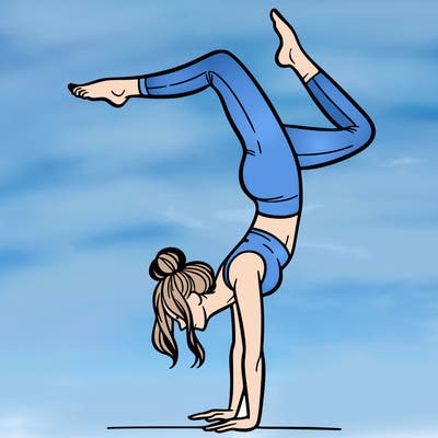 a woman doing a handstand
