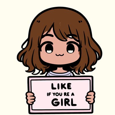 a cute girl holding a sign that says like if you’re a girl