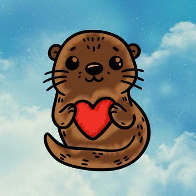 otter with a heart
