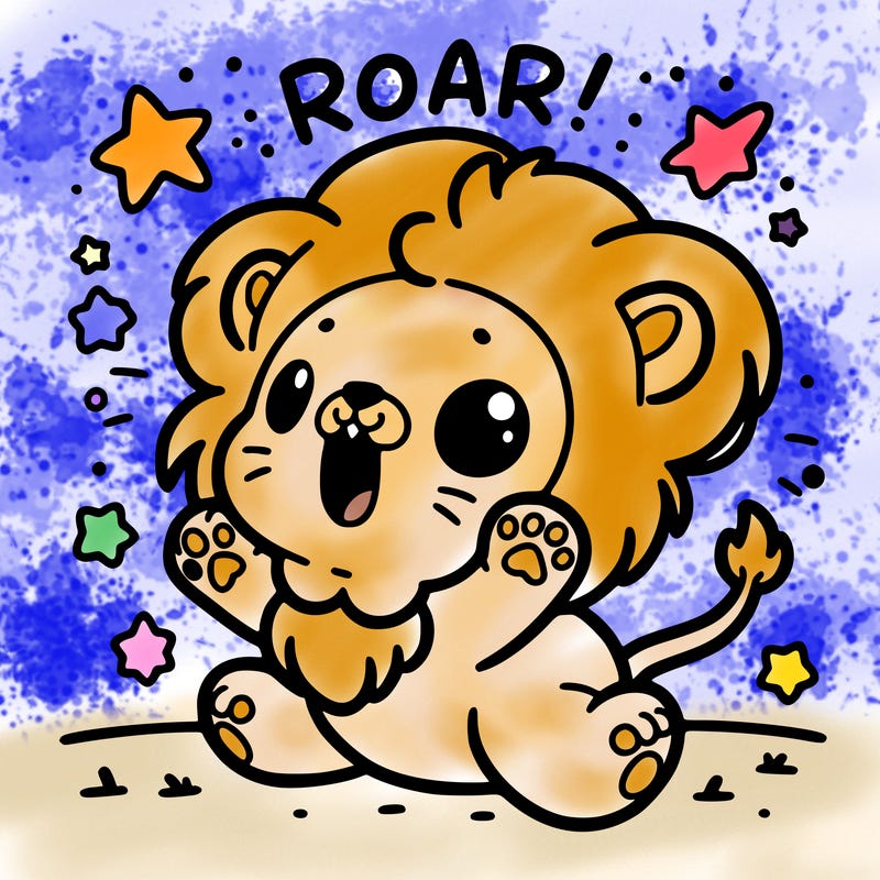 a lion kitty roar! 🦁