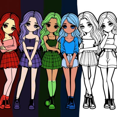 a group of girls realistic