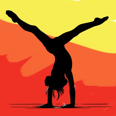 realistic gymnastic hand stand girl in four splits