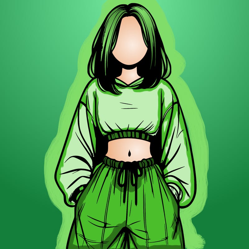 realistic girl faceless with baggy pants and a crop top