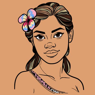 a realistic polynesian woman with a samoan pacific look and a taupou