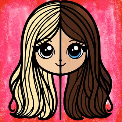 split girl with long hair