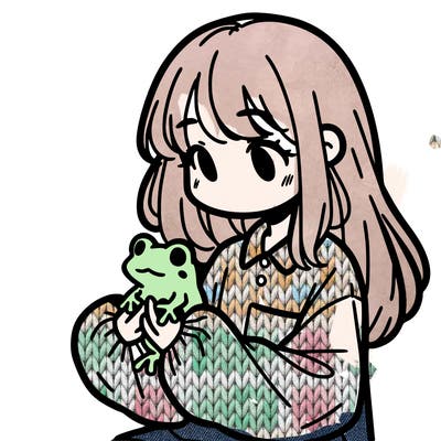 girl with long hair and a oversized shirt. and she is holding a frog
