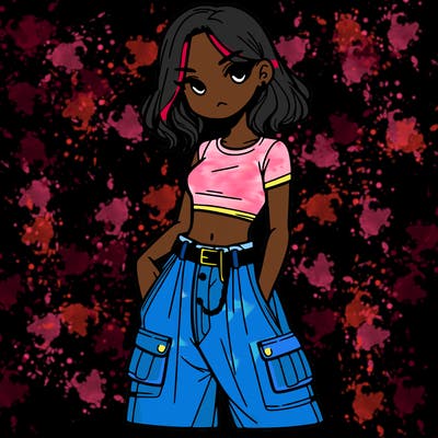 girl with crop top and baggy pants